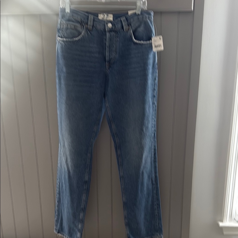Free People Curvy Siren Low Rise Straight Jeans Medium Wash